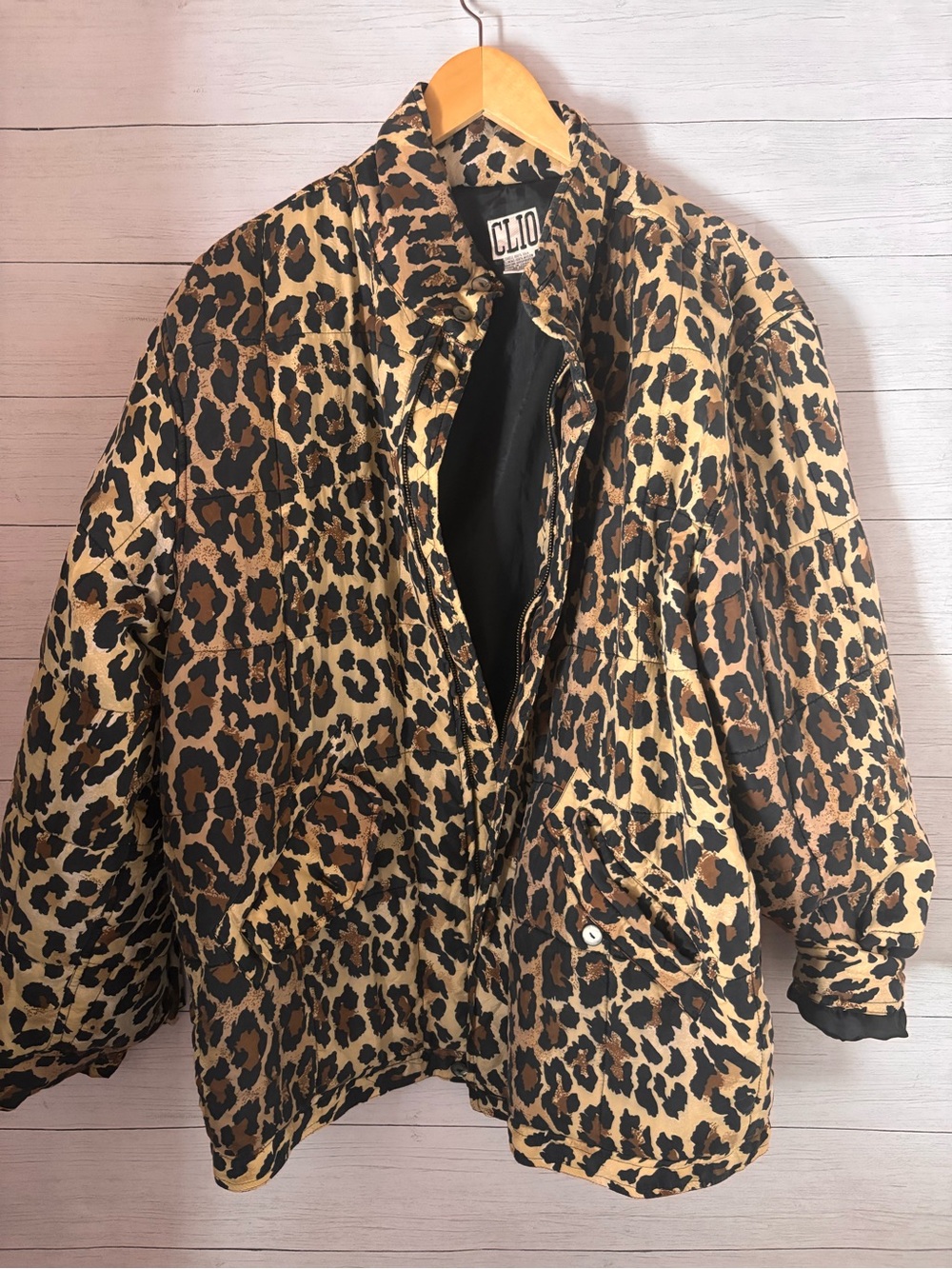 Clio Leopard-Print Bomber Jacket in Brown and Black silk